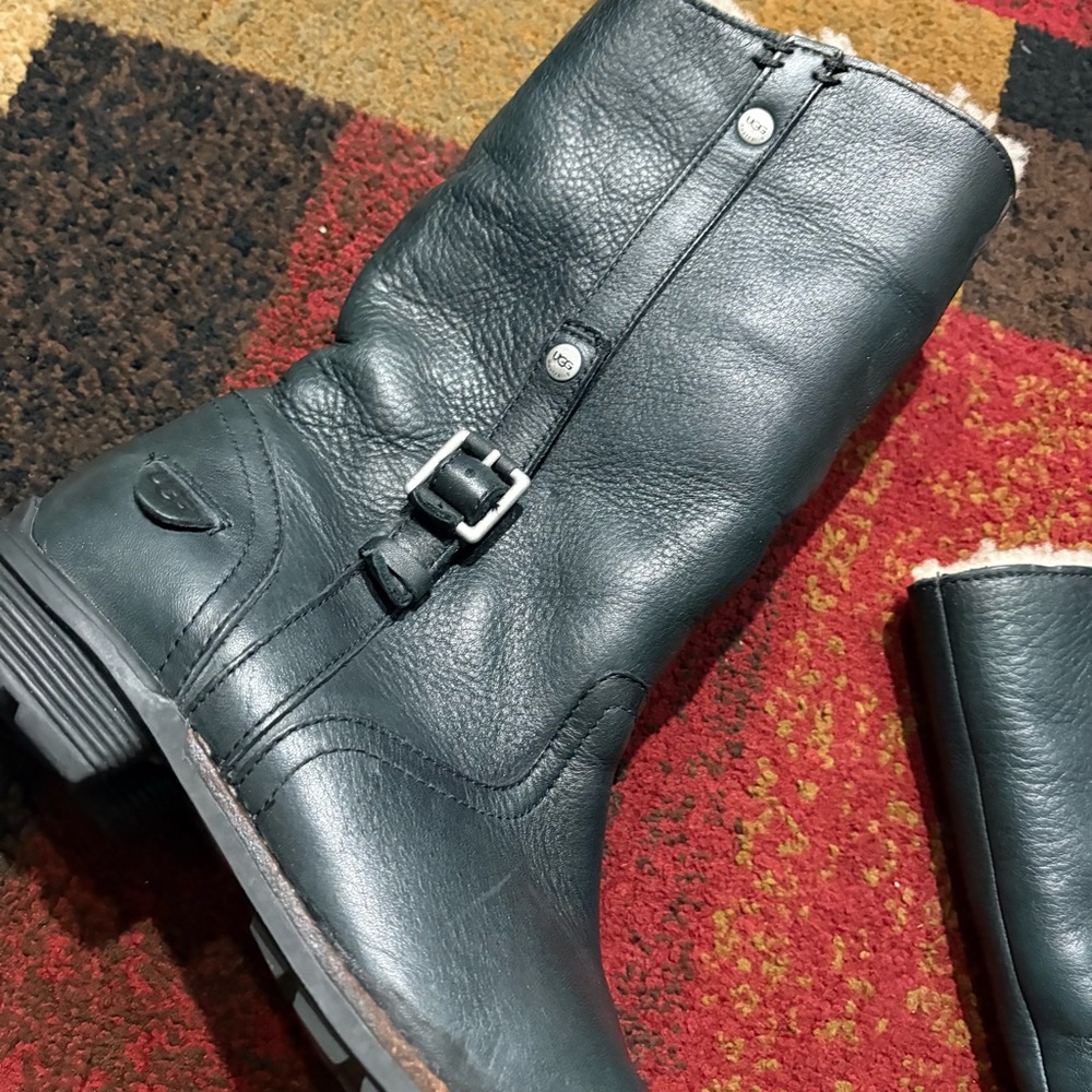 UGG Australia Bellevue Leather Boots — Black, Women’s Size 8.5 - Picture 2 of 8